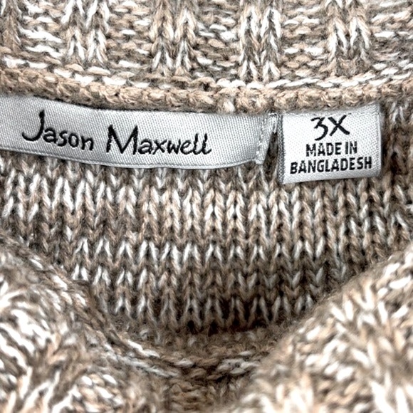 Jason Maxwell Cable Knit Sweater Pullover Boat Neck Fisherman Long Sleeve 3X - Picture 4 of 5